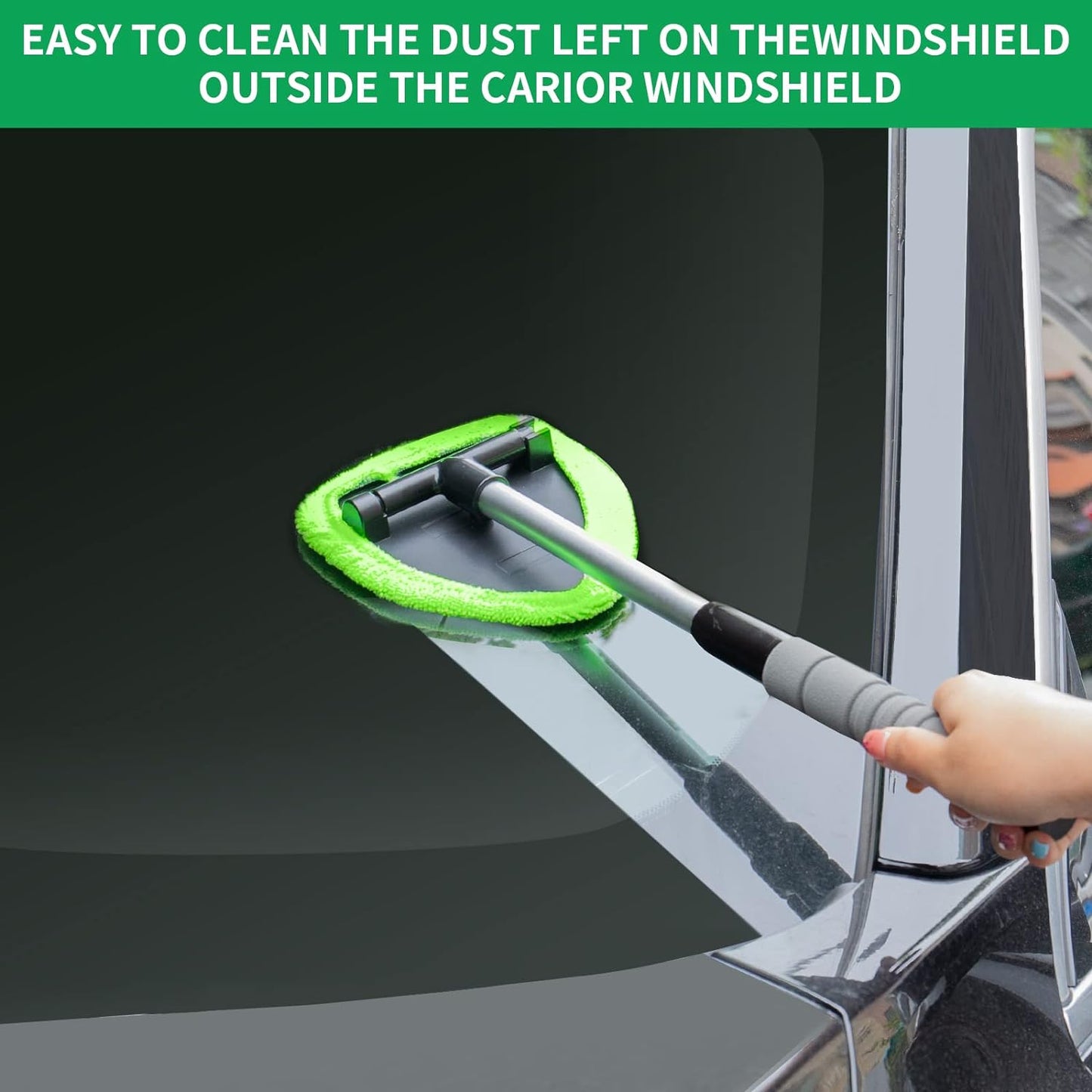 Easy Defogging in Seconds👍Microfiber Windshield Cleaner with Extendable Handle