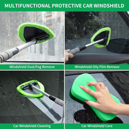 Easy Defogging in Seconds👍Microfiber Windshield Cleaner with Extendable Handle