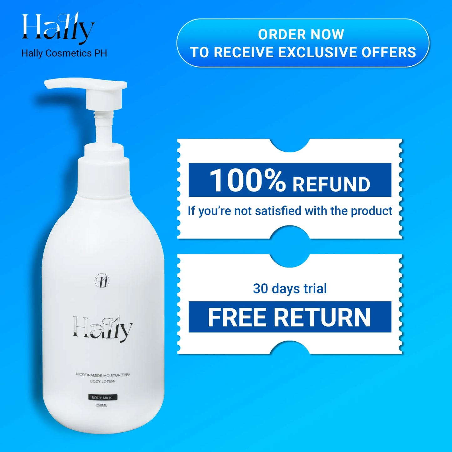 🎁Buy 2 Get 1 Free🎁FOriginal Hally Niacinamide Whitening Body Lotion