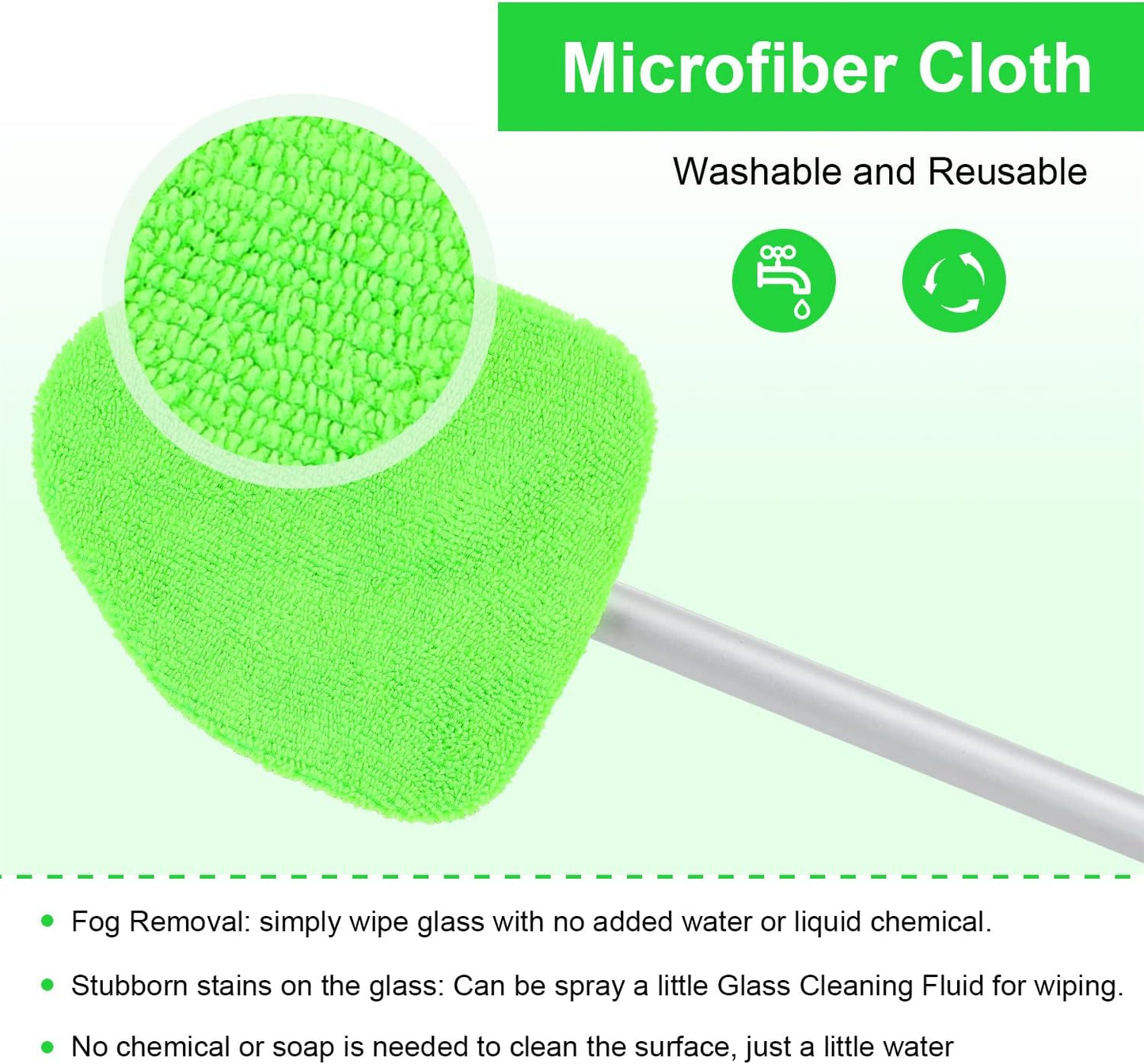 Easy Defogging in Seconds👍Microfiber Windshield Cleaner with Extendable Handle